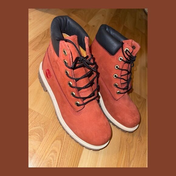 Red Suede Black Leather TIMBERLAND Boots Red Suede Black Leather TIMBERL… - Picture 1 of 16